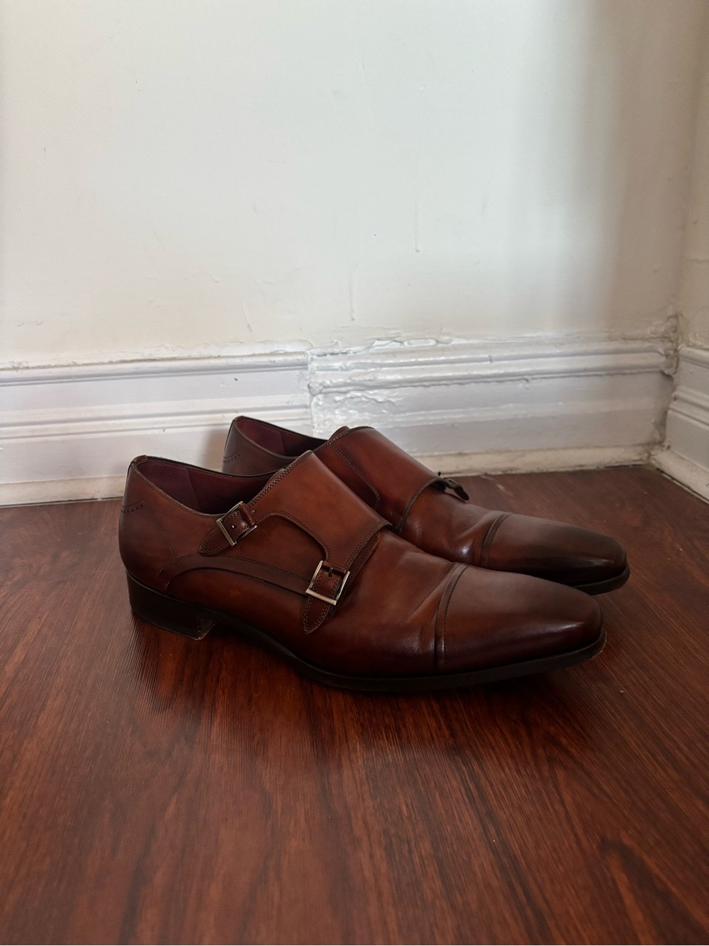 Magnanni Brown Double Monk Strap Leather Shoes